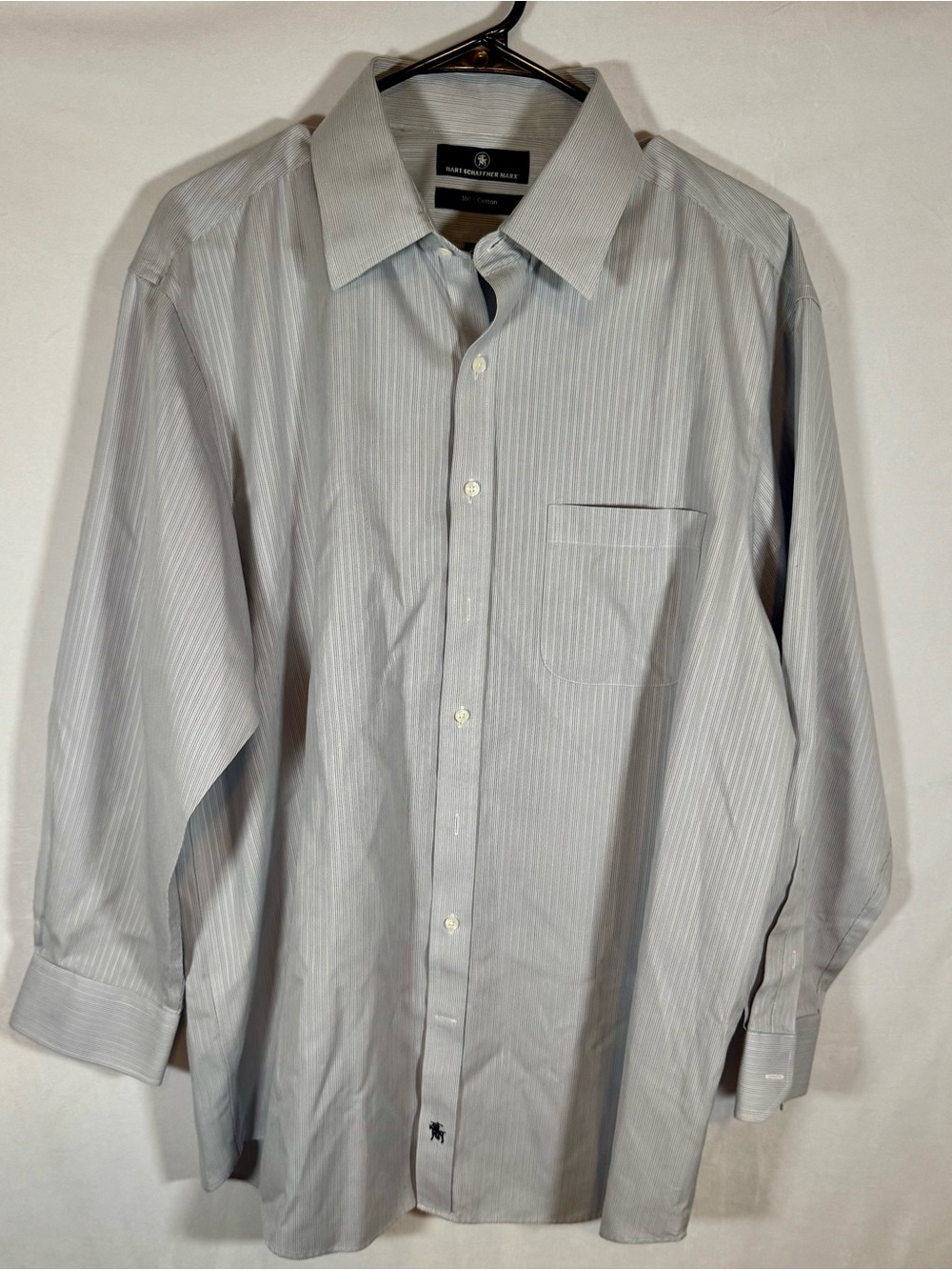 HART SCHAFFNER MARX silver cloud gray long sleeve men’s dress shirt size 17